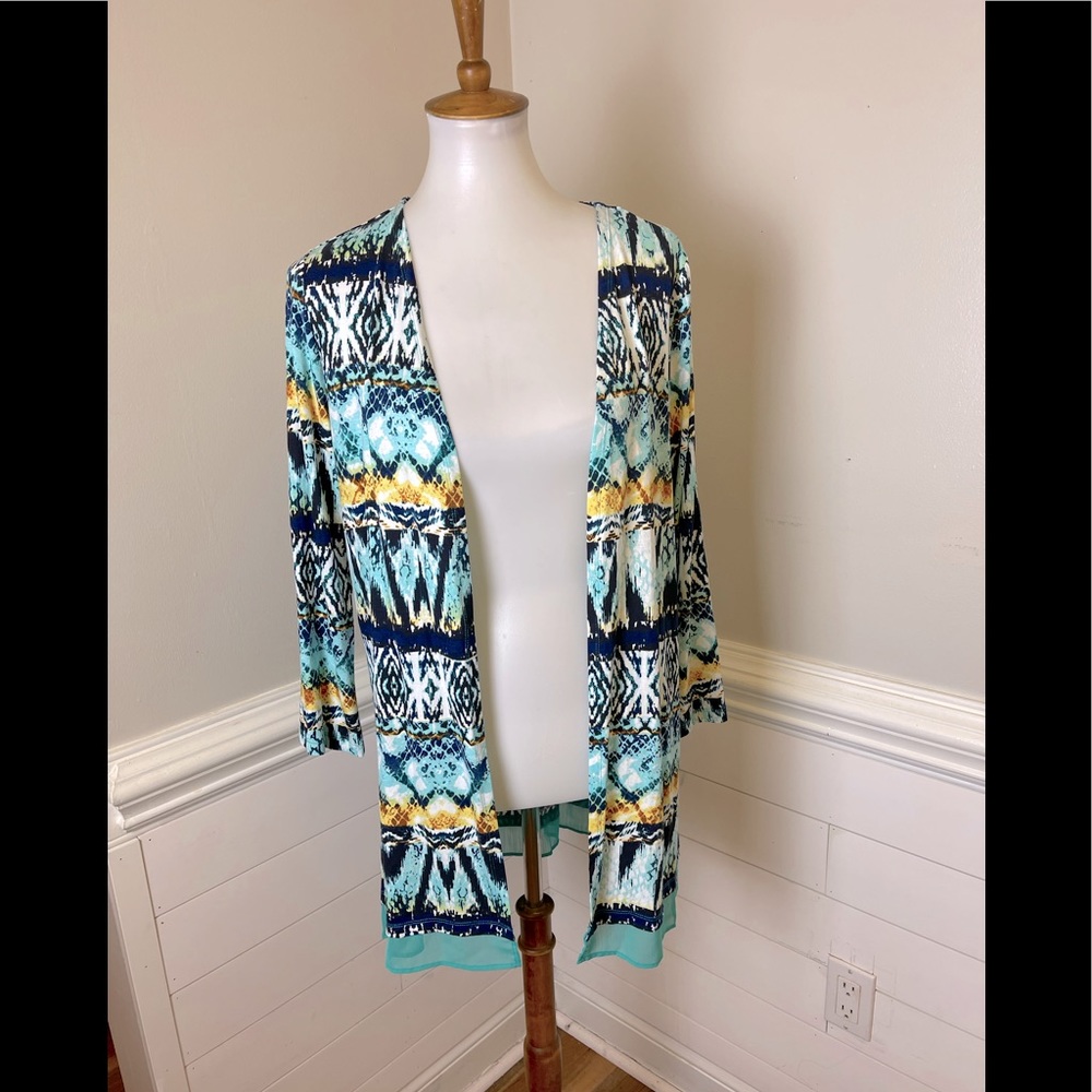 New Directions Abstract Open Front Tunic Jacket S FREE SHIP